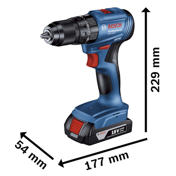 Furadeira Parafusadeira Brushless 18v + Carregador; 2 Baterias 14v  e Maleta GSB 185-LI 2B Bosch-742374de-a73c-4e9e-b69e-888d6b9c6b31