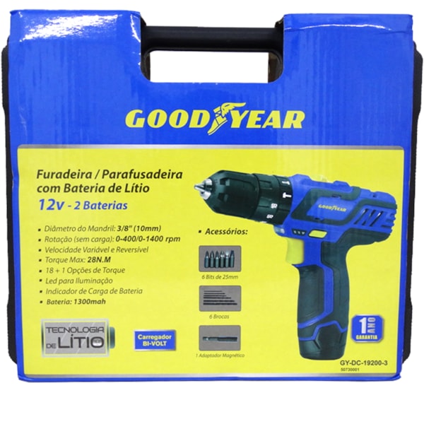 Furadeira parafusadeira de Impacto 3/8 Bateria 12V Com Maleta GYDC192003 Goodyear-2c1d59f8-bad1-4a9f-91fd-1a146bfb6bd4