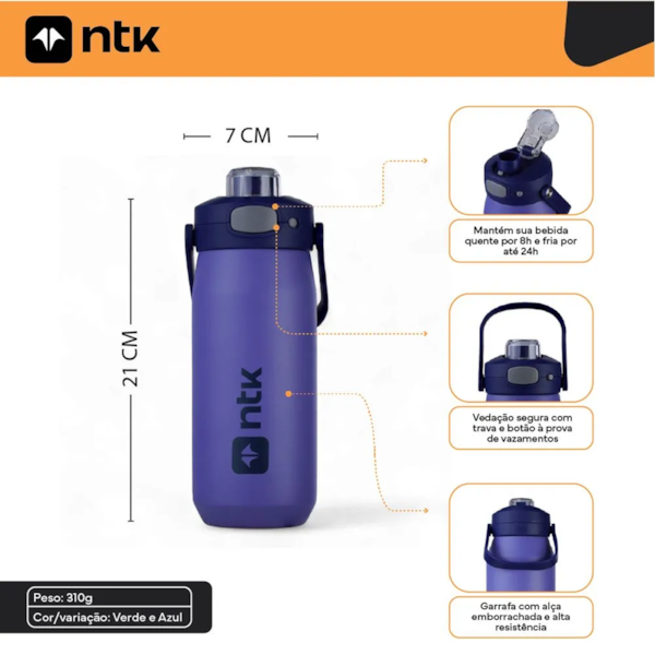 Garrafa Térmica Azul 550 ml Isomax Color 301351-AZAZ Nautika-72afe914-d784-4ae6-8ce7-e41e32c52734