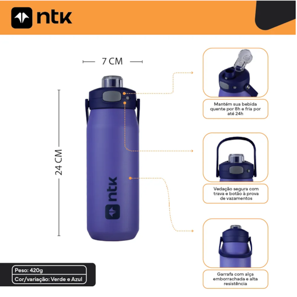 Garrafa Térmica Azul 750 ml Isomax Color 301352-AZAZ Nautika-25039dbe-4797-44e1-aa88-993eec4567ad