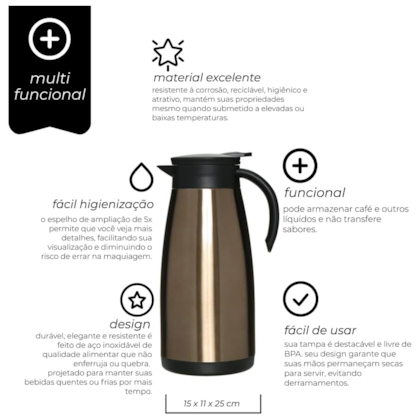 Garrafa Térmica Parede Dupla 1,5LT Bronze 6829 Mimo Style -fc13a81c-fbb2-4a70-9cef-375423c487d7