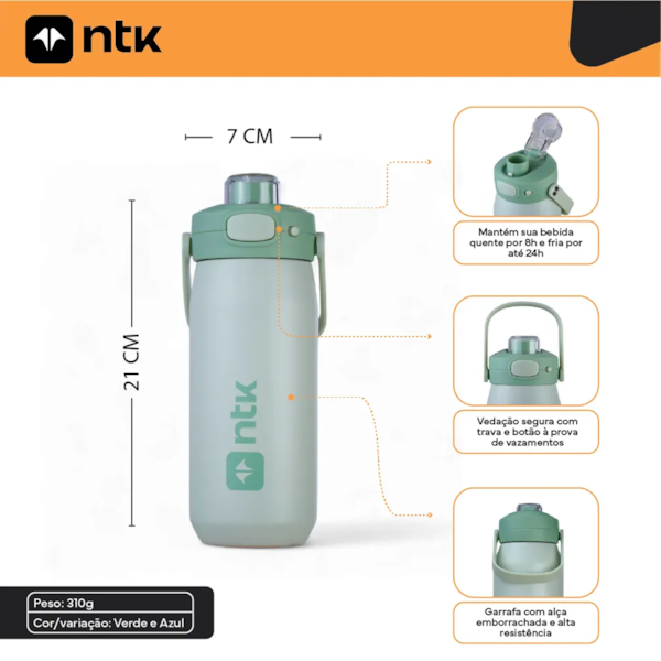 Garrafa Térmica Verde 550 ml Isomax Color 301351-VD Nautika-bca33bc1-92f1-4cdb-960d-3c79239be43a