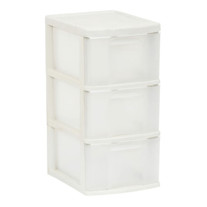 Gaveteiro Organizador Classic com 3 Gavetas Branco/Transparente GV04 São Bernardo