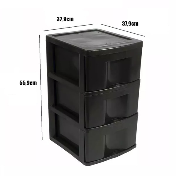 Gaveteiro Organizador Classic Com 3 Gavetas Preto GV14P São Bernardo-b4354078-d584-4f9d-8e71-2a2df198e9fa