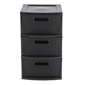 Gaveteiro Organizador Ratan com 3 Gavetas Preto GV65-04 São Bernardo