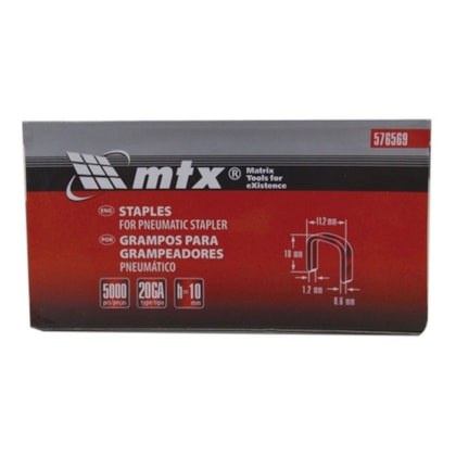 Grampo Para Grampeador Pneumático 10MMX11,2X0,6MM Com 5.000 Unidades MTX-18c7fdc1-7c02-40dd-9ca5-964cae103235