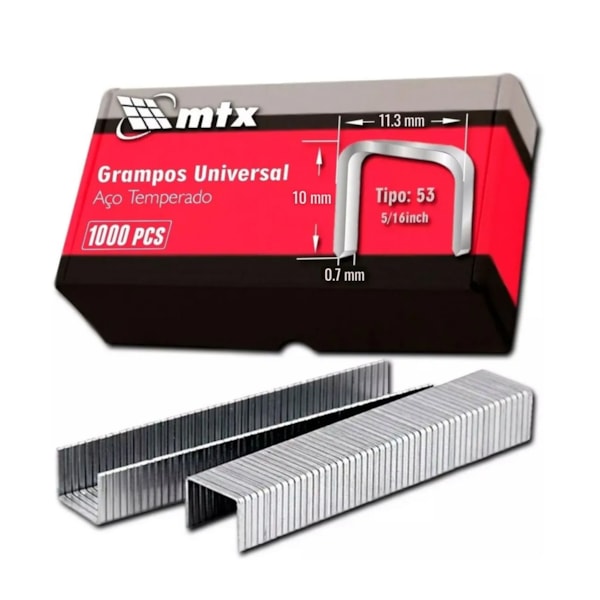 Grampos 10MM para Grampeador Tipo 53 Com 1000 Unidades 411209 MTX-d2858e56-54b8-4489-b249-83564c969b91