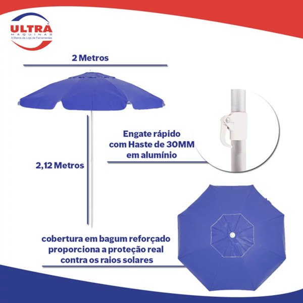 Guarda-Sol Bagum Haste de Alumínio 2,00m Azul Royal 10602 Bel-d26b63f2-aa8d-4523-830b-995cbe3bc5e7