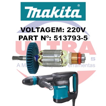 Induzido Rotor Para Martelo Rompedor 220V HM870C Ref. 513793-5 Makita-1bd9b900-4763-462a-8c48-80c493561f4a