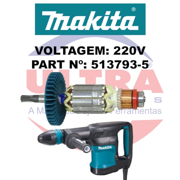 Induzido Rotor Para Martelo Rompedor 220V HM870C Ref. 513793-5 Makita-267b62fb-b0c0-41c6-adde-50dab4b336db