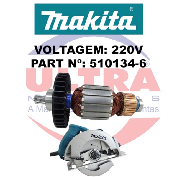 Induzido Rotor Para Serra Circular 5007N Original Ref. 510134-6 220V Makita-82600edc-b200-45bd-8203-de7bb2108c45