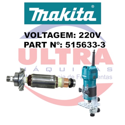 Induzido Rotor Para Tupia 220V 3709 e 3710 Ref. 515633-3 Makita