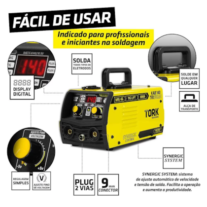 Inversora de Solda 3 em 1 Trisolda 140a 220v + Máscara de Solda MAK Auto CIMETS-6140-220V Supertork-644a8611-16b5-468f-bef2-2c4546c30744