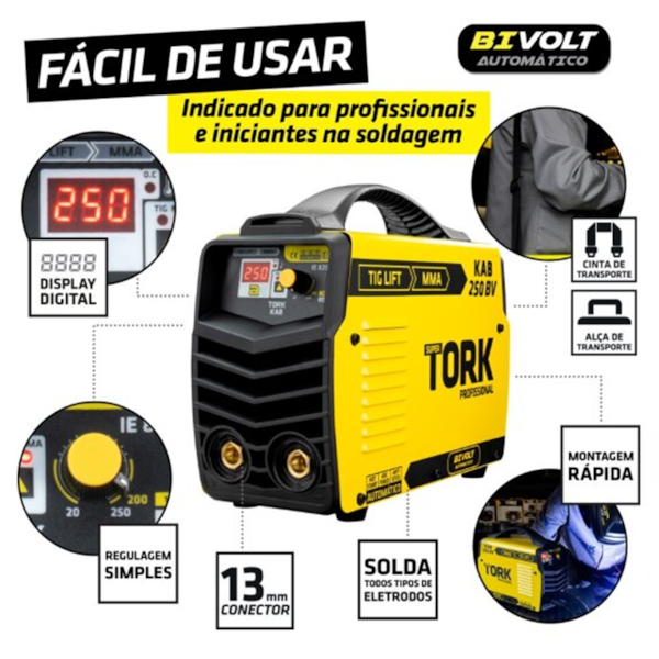 Inversora de Solda MMA/TIG Super 250A  Bivolt IE-8250-BV Supertork-528ba8c6-e834-482e-817f-0feb572f18cd