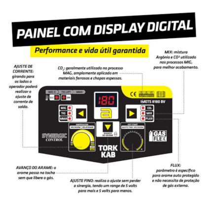 Inversora de Solda Pro | MIG SG + TIG LIFT + MMA | Trisolda 180A Bivolt IMETS-8180-BV Supertork-5b0ebc03-8b58-4817-b99d-a51cd4cf3951