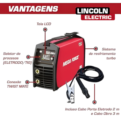 Inversora de Solda TIG Mega Force 250I-D Powerconnect Bivolt K69077-3 Lincoln-fa05f5e3-430a-4954-9d19-ad47e8dbe0da