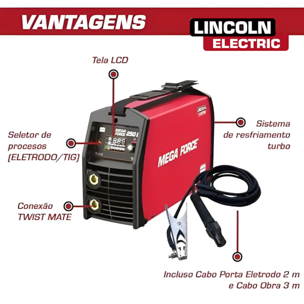Inversora de Solda TIG Mega Force 250I-D Powerconnect Bivolt K69077-3 Lincoln-784920fe-e497-4c53-a7a0-5bb7ed8c8d78