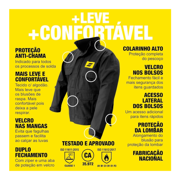 Jaqueta para soldagem HD Black Tamanho GG 744332 Esab-99260b61-d483-4eee-a3f4-117e9d402d55
