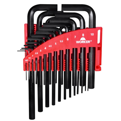 Jogo C/ Chaves Hexagonais Sextavadas Tipo Allen e Suporte de Plástico Vermelho 518913 Worker-3ad0f015-16aa-49a1-94f1-115983401151