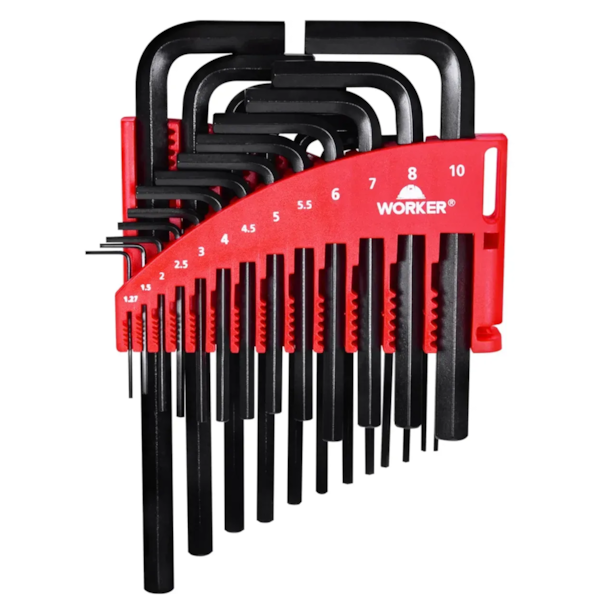 Jogo C/ Chaves Hexagonais Sextavadas Tipo Allen e Suporte de Plástico Vermelho 518913 Worker-8dde508d-75b6-463d-87c5-02935359ac55