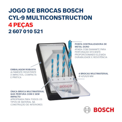 Jogo de 4 Brocas Robust Line Multiconstruction CYL-9 2607010521 Bosch-b4577598-8e9d-431c-bb13-d6d503d5ce48