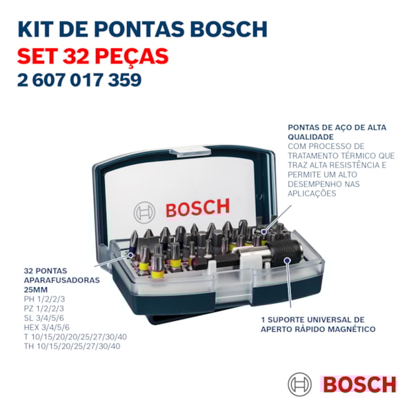 Jogo de Bits Para Parafusar 32 peças 2607017359 Bosch-805ab3f1-9a57-40cc-bad9-b816806e539a