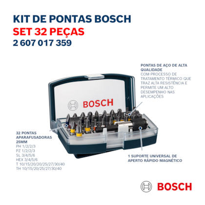 Jogo de Bits Para Parafusar 32 peças 2607017359 Bosch-9d5e1428-dd67-45ef-9188-80d748dc9668