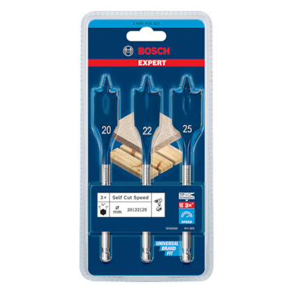 Jogo de Broca Chata Expert Self Cut 20mm a 25mm em Aço Com 3 Peças 2608900331 Bosch