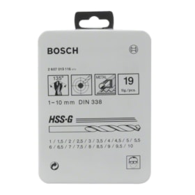 Jogo de Broca de Aço Rápido 1A10MM Com Estojo 19 Peças 2607019116 Bosch 