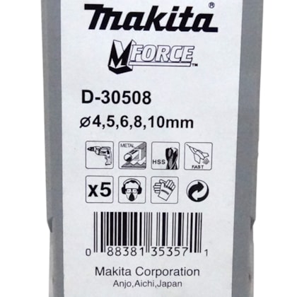 Jogo de Brocas HSS com 5 Peças D-30508 Makita-d0598510-8810-4e1f-a0f2-64fbb8576b26