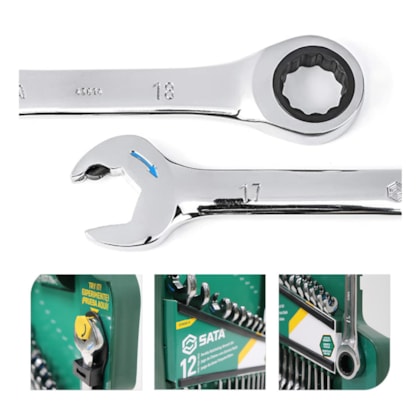 Jogo De Chave C/Catraca 8-19mm C/12 peças ST09066-02 Sata-37243e0e-16d4-4c58-887f-bb9d2e0d63b5