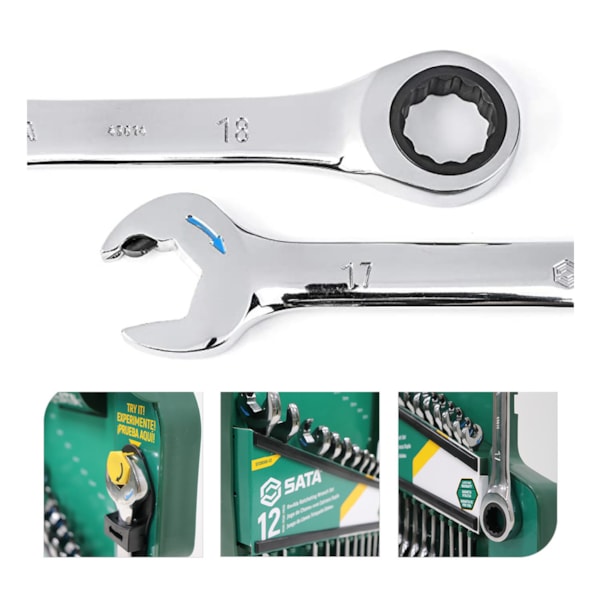 Jogo De Chave C/Catraca 8-19mm C/12 peças ST09066-02 Sata-d0113550-a9b4-428a-aea4-5e8f4dc2dd8a