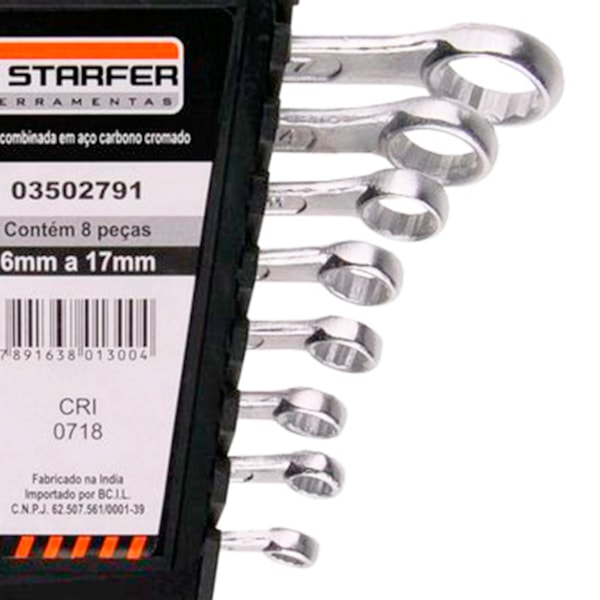 Jogo de Chave Combinada 6 A 17MM Com 8 Peças Starfer-a062c424-3249-4bc2-83d4-543b244eb494
