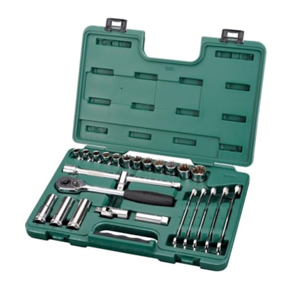 Jogo De Chave Combinada Soquete e Estriados Sext 1/2