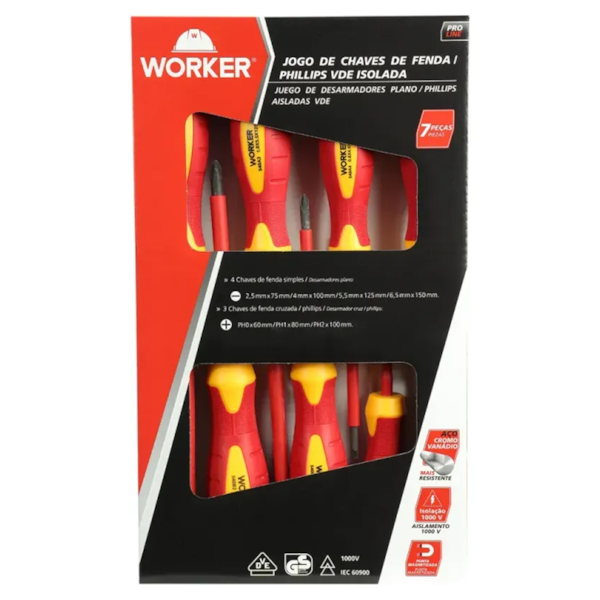 Jogo de Chave de Fenda e Phillips Isolada 7Pçs 263655 Worker -1e7115d7-47df-4fa1-a52e-61518fa8f8c5