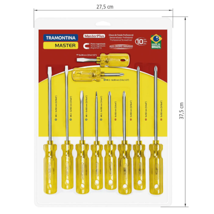 Jogo de Chave de Fenda Master 10 Peças em Aço Cromo Vanádio 41530/510 Tramontina Master-3c7b7eb4-53bf-4d36-8965-906038e044c5