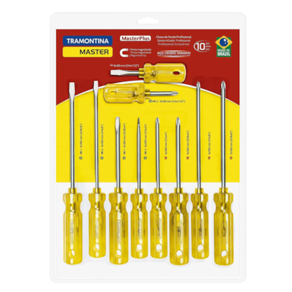 Jogo de Chave de Fenda Master 10 Peças em Aço Cromo Vanádio 41530/510 Tramontina Master-acb58cf2-93de-4749-a9cd-24a8ea59ff53