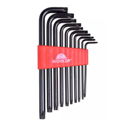 Jogo de Chave Torx Longa T9 A T50 10 peças - 140899 Worker -2d521683-3673-4488-a173-537119deebed