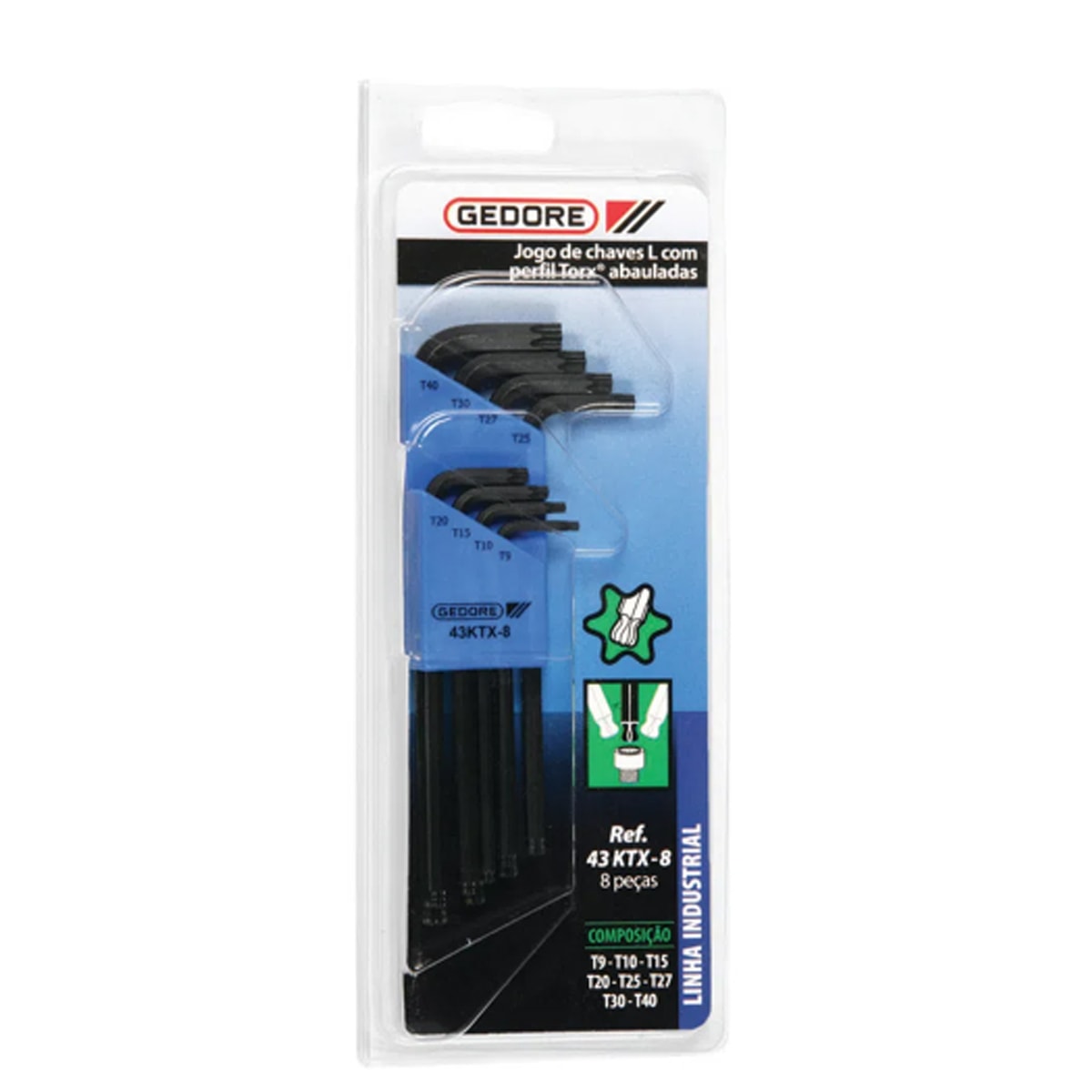 JOGO DE CHAVE TORX T9-T40 ABAULADA 43KTX/8 012961 GEDORE | Ultra