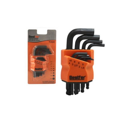 Jogo de Chaves Hex Aço Carbono Curta 9Pçs BFH2809 Bestfer-9e10d67d-7591-448a-a3cc-301dbb2bef0d