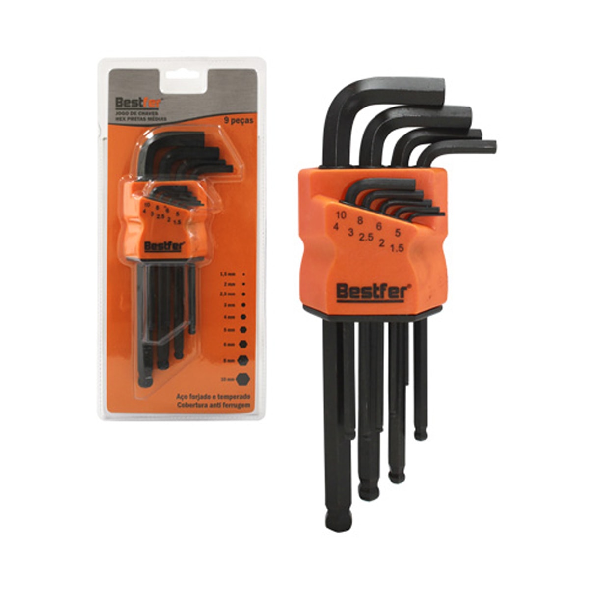 Jogo de Chaves Torx Curta Aço com Guia 9pçs BFH2812 Bestfer Jogo de Chaves Torx Curta Aço com Guia 9pçs BFH2812 Bestfer