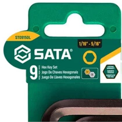 Jogo de Chaves Hexagonais Curta 1/16 a 5/16 Pol 9 Peças ST09150L Sata