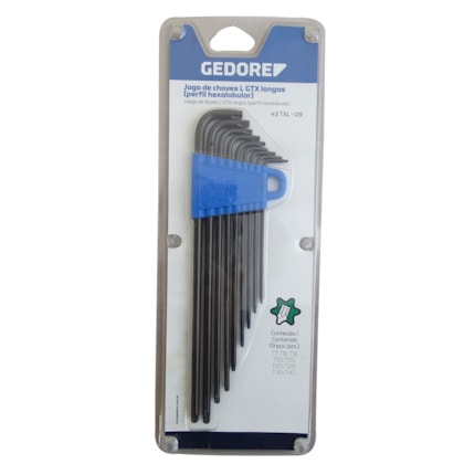 Jogo de Chaves Torx Tipo L Longa com 9 Peças de T7 a T40 Gedore-496aff7a-2bb6-4929-803f-8c3d60385462