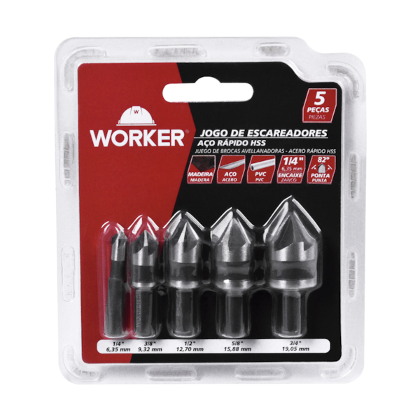 Jogo de Escareador Aço Rápido com 5 Peças 198909 Worker-f325dad7-1eca-4b0a-914b-8a146543cb0d