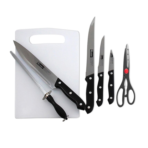 Jogo de Faca com Chaira 7 Peças N-7 Western-70a36845-83fd-4042-9631-e16611566dc8