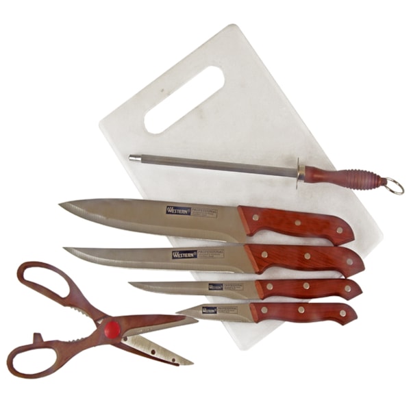 Jogo de Facas Cabo de Madeira 7 Peças 1397 Western-80bb15e9-ede9-4b06-949f-b58759642fff