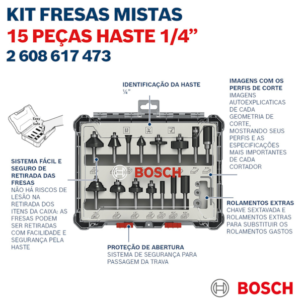 Jogo de Fresas Mistas Standard Encaixe 1/4