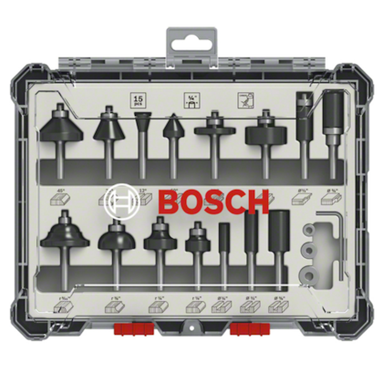 Jogo de Fresas Mistas Standard Encaixe 1/4" 15Pçs 2607017473 Bosch