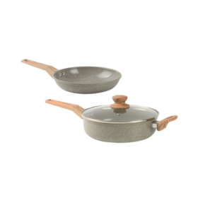 Jogo De Frigideiras 20cm e 24cm 2,7L Antiaderente Marble Edition Cinza Dust 15218903 Oster  