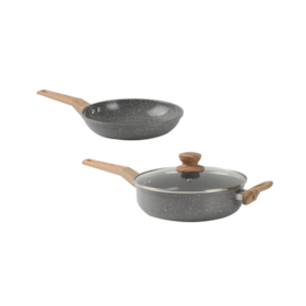 Jogo De Frigideiras 20cm e 24cm 2,7L Antiaderente Marble Edition Dark Grey 15217903 Oster